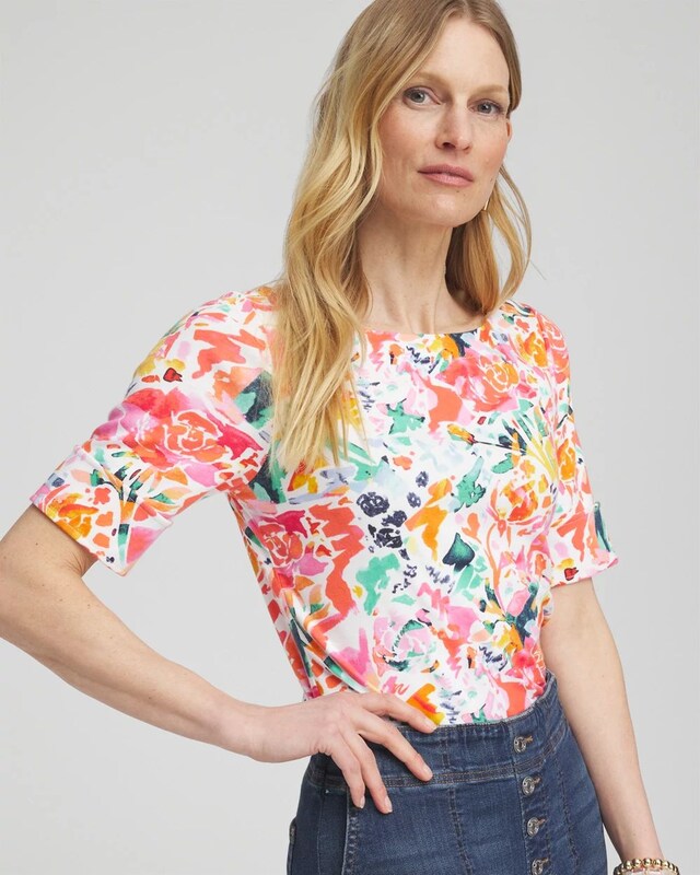 Abstract Bateau Neck Tee - image 2